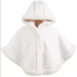 White Faux-Shearling Cape
